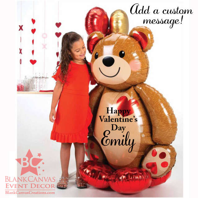 Valentin's Day Balloon Gift- Large Teddy Bear Balloon Sculpture with custom Vinyl message on the belly in Palm Bay FL